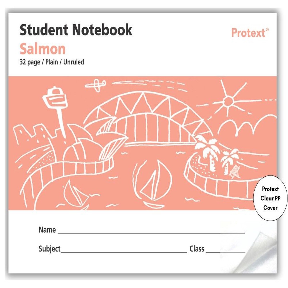 Protext Student Notebook 32 Page Plain Salmon