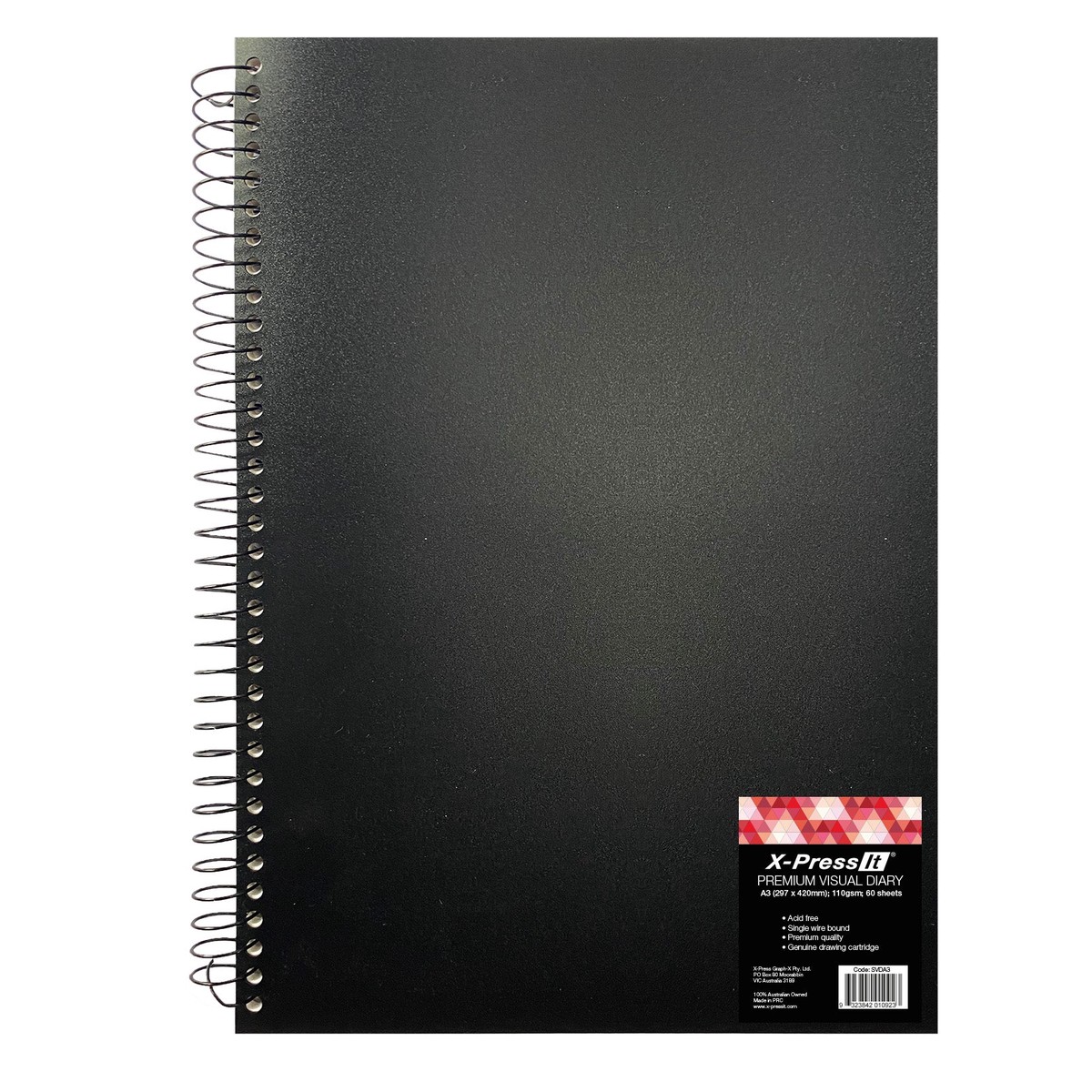 X-Press It Visual Diary A3 60 Pages Single Wire