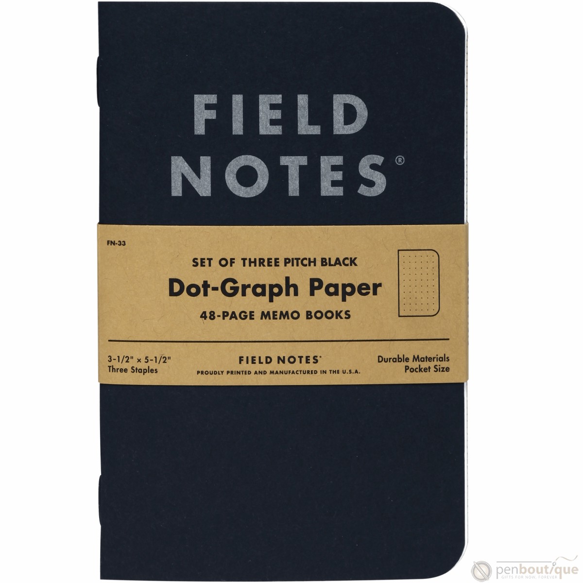 Field Notes Pitch Black 3-pack 3″ 5″ Dot Graph