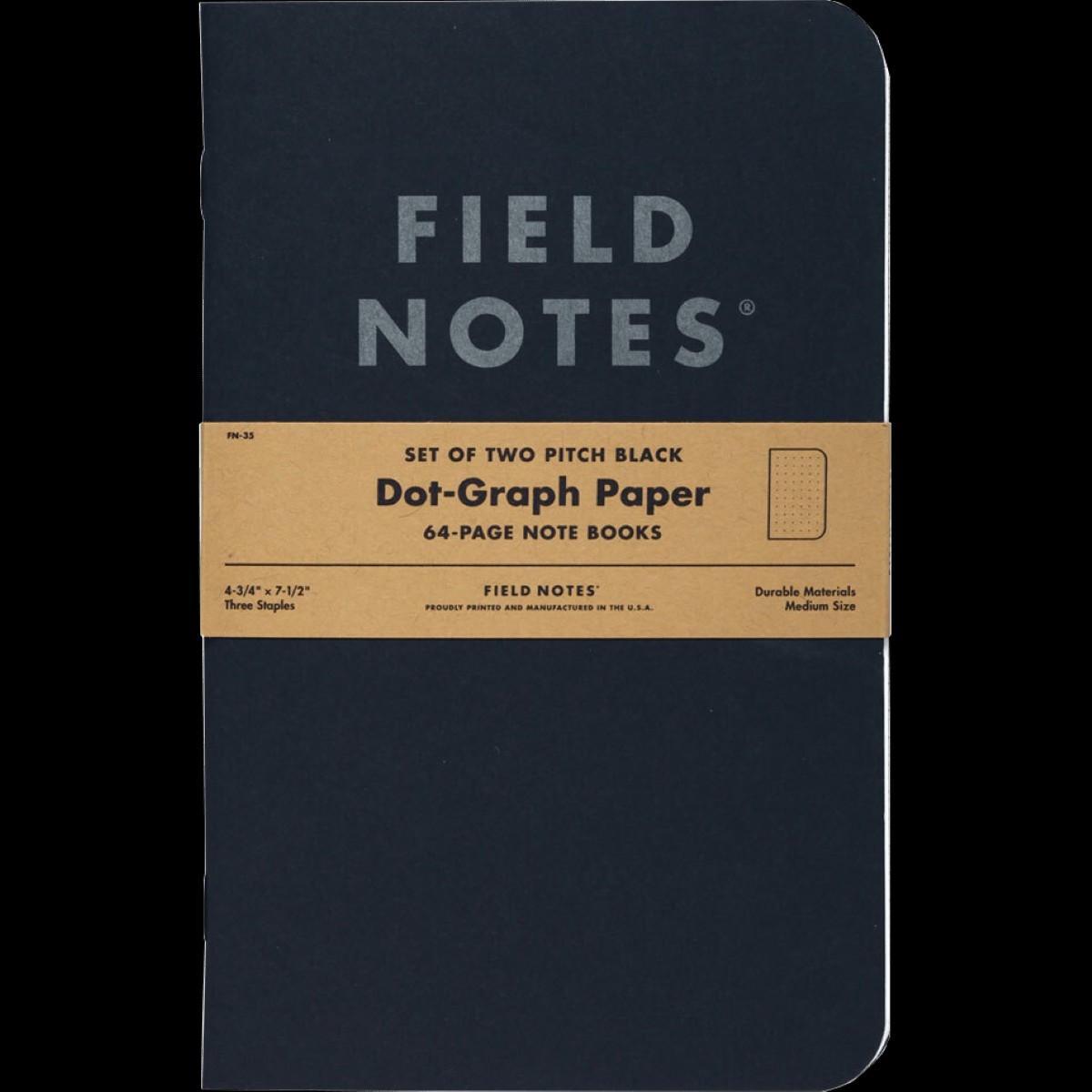 Field Notes Dot Graph – Pitch Black 2-pack 4″ x 7″