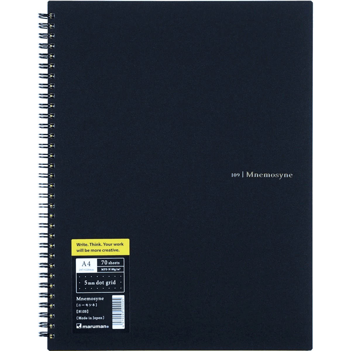 Maruman Mnemosyne Notebooks – Black – Dot – A4