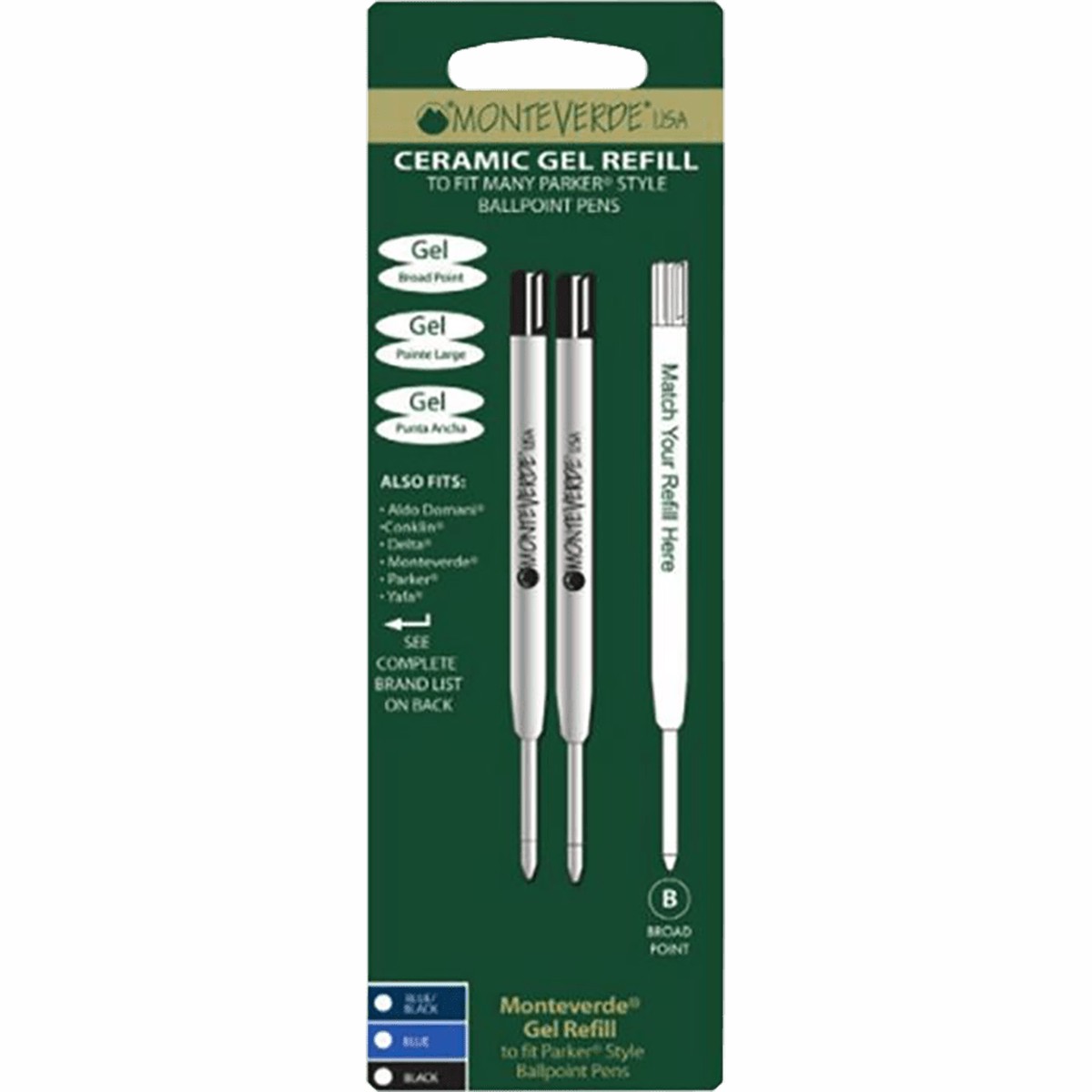 Monteverde Capless Ceramic Blue Broad 2 Pcs Pack Gel Refill