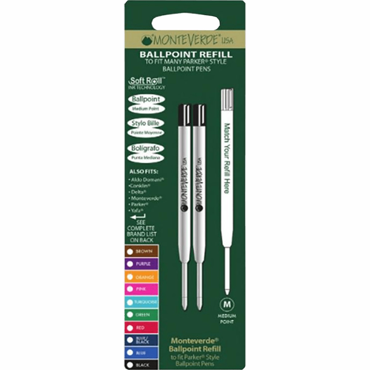 Monteverde Parker Style Ballpoint Refill – Red/Medium (2/pack)