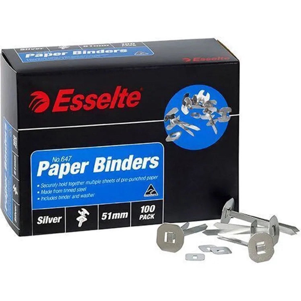 Esselte Paper Binders 51mm Box 100