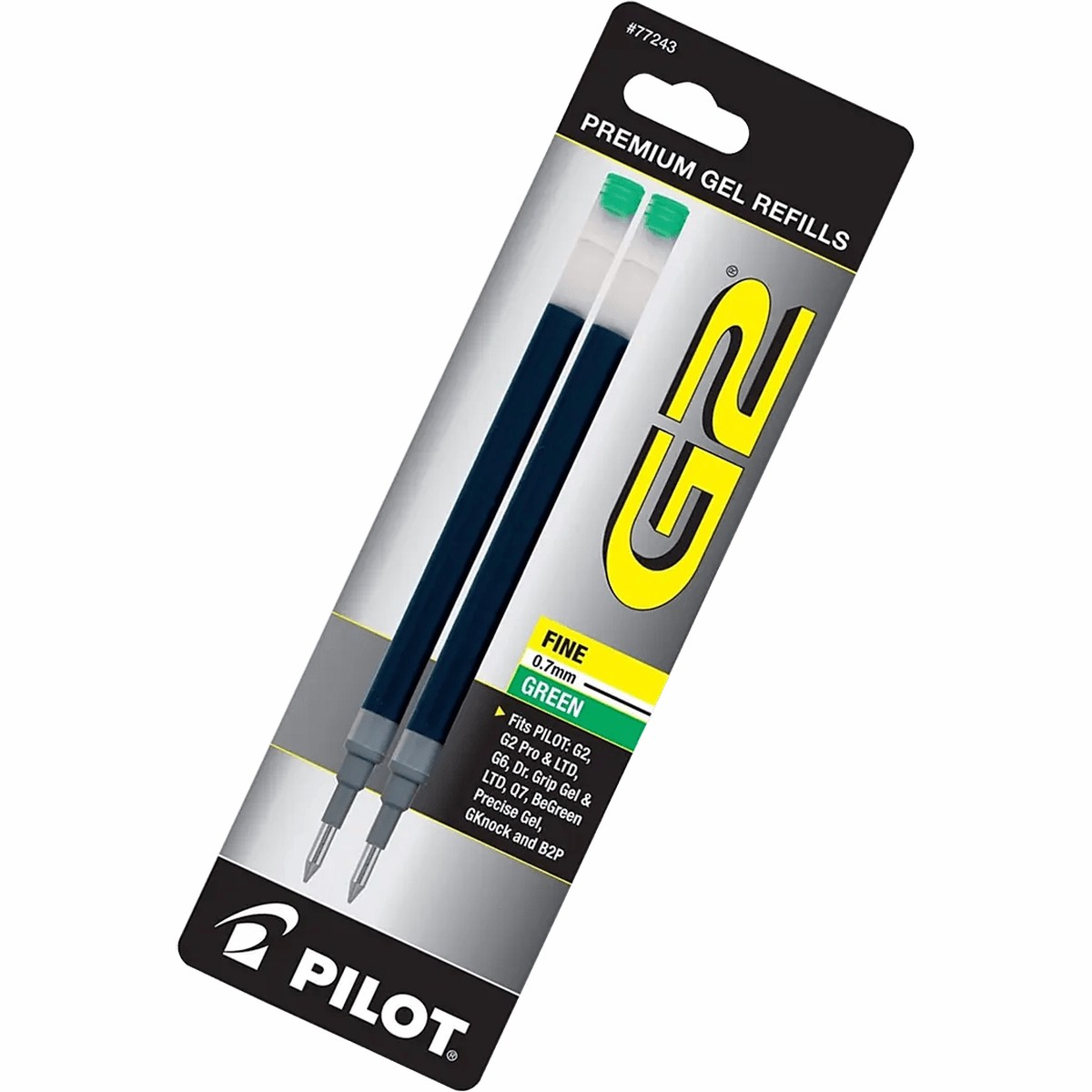 Pilot G2 0.7mm 2 pack Green Refill