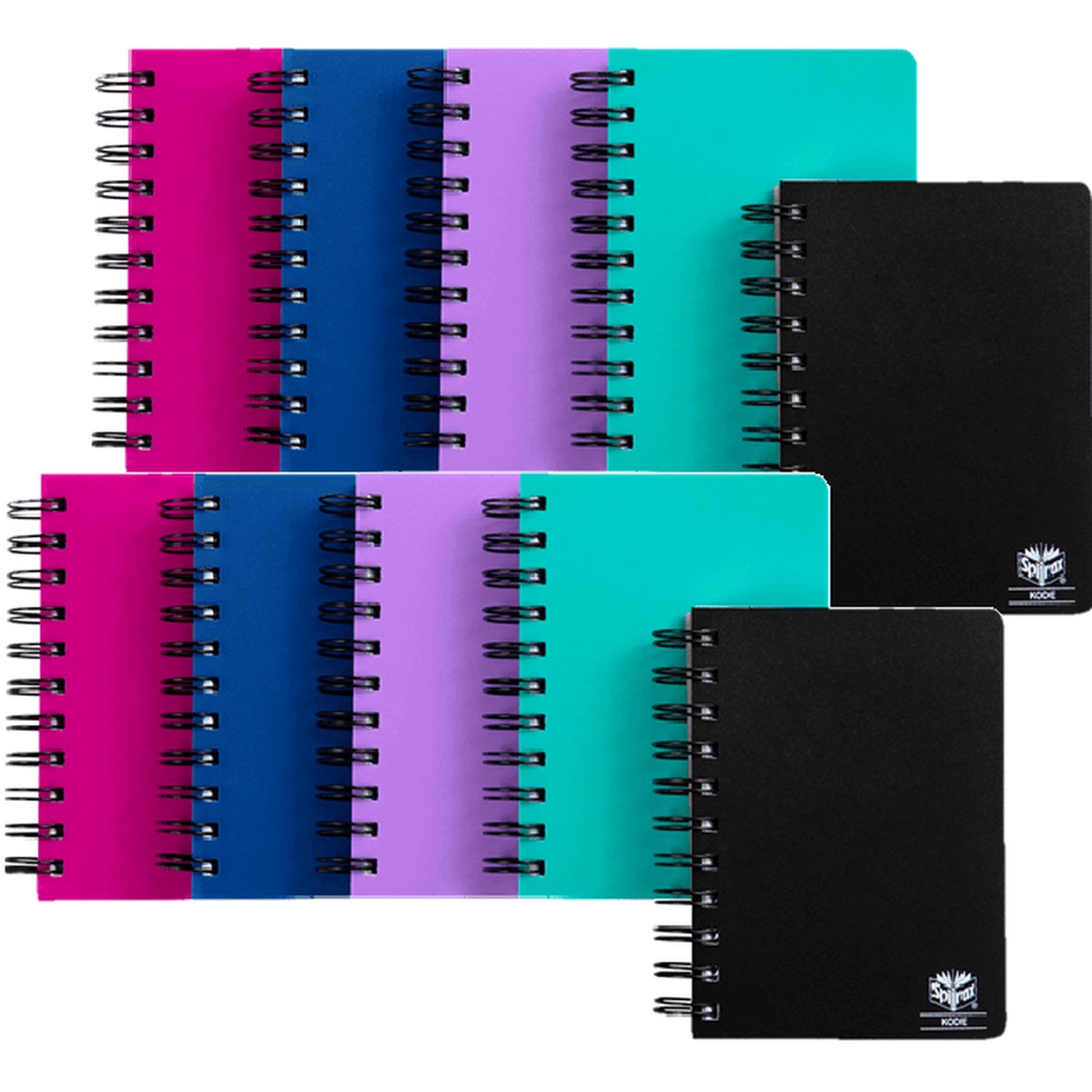 Spirax P962 Kode Solid Notebook Spiral Bound 400 Page 148x105mm Assorted Pack 10