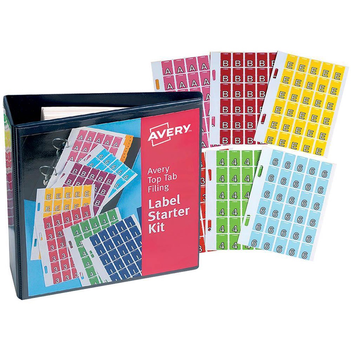 Avery 43300 Label Starter Kit Top Tab Colour Code 20x30mm Assorted Colours Pack 120