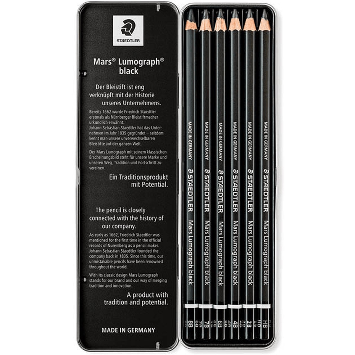 Staedtler 100B Mars Lumograph Assorted Degrees Black Box 6