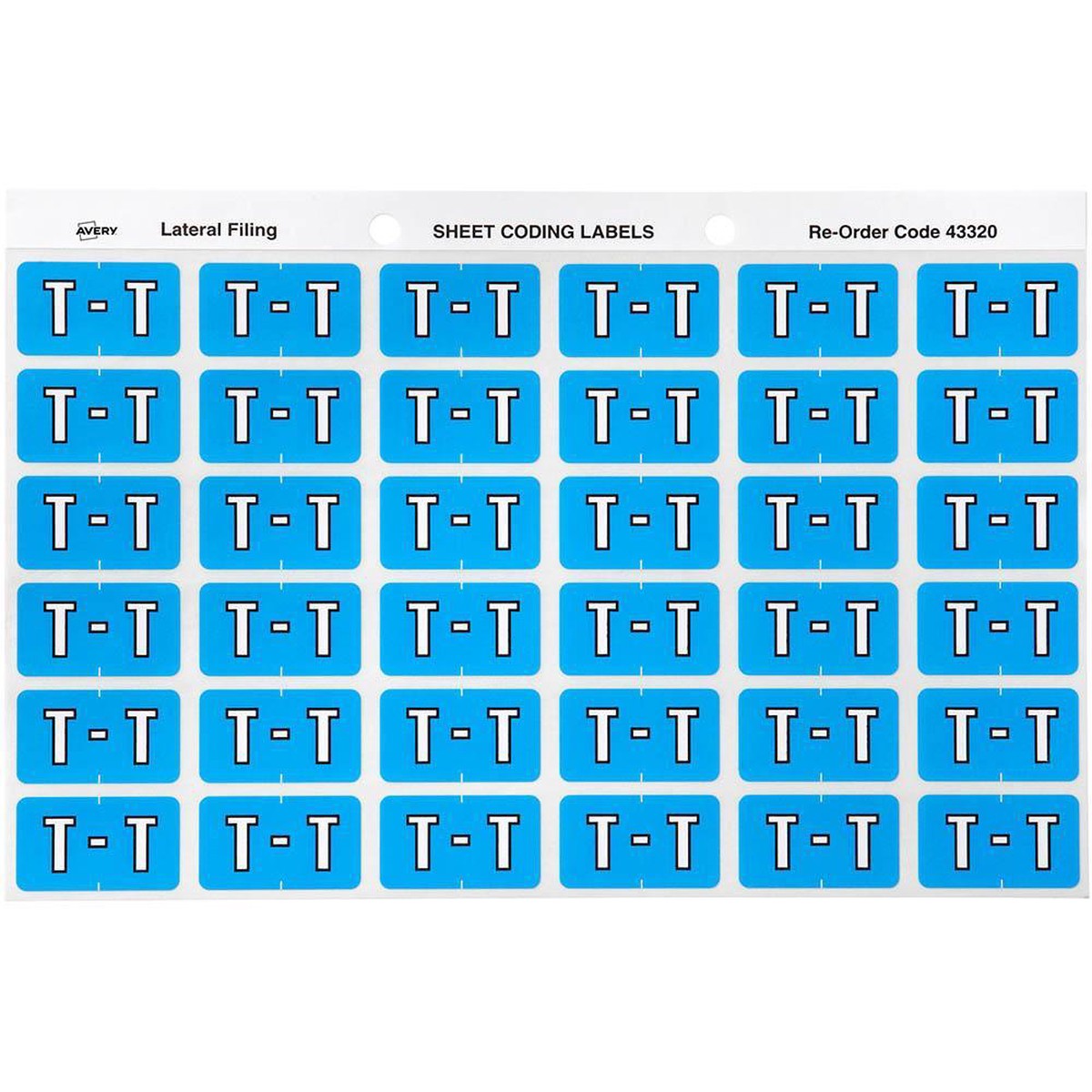 Avery 43320 Label Side Tab T Colour Code 25 X 38Mm Blue Pack 180