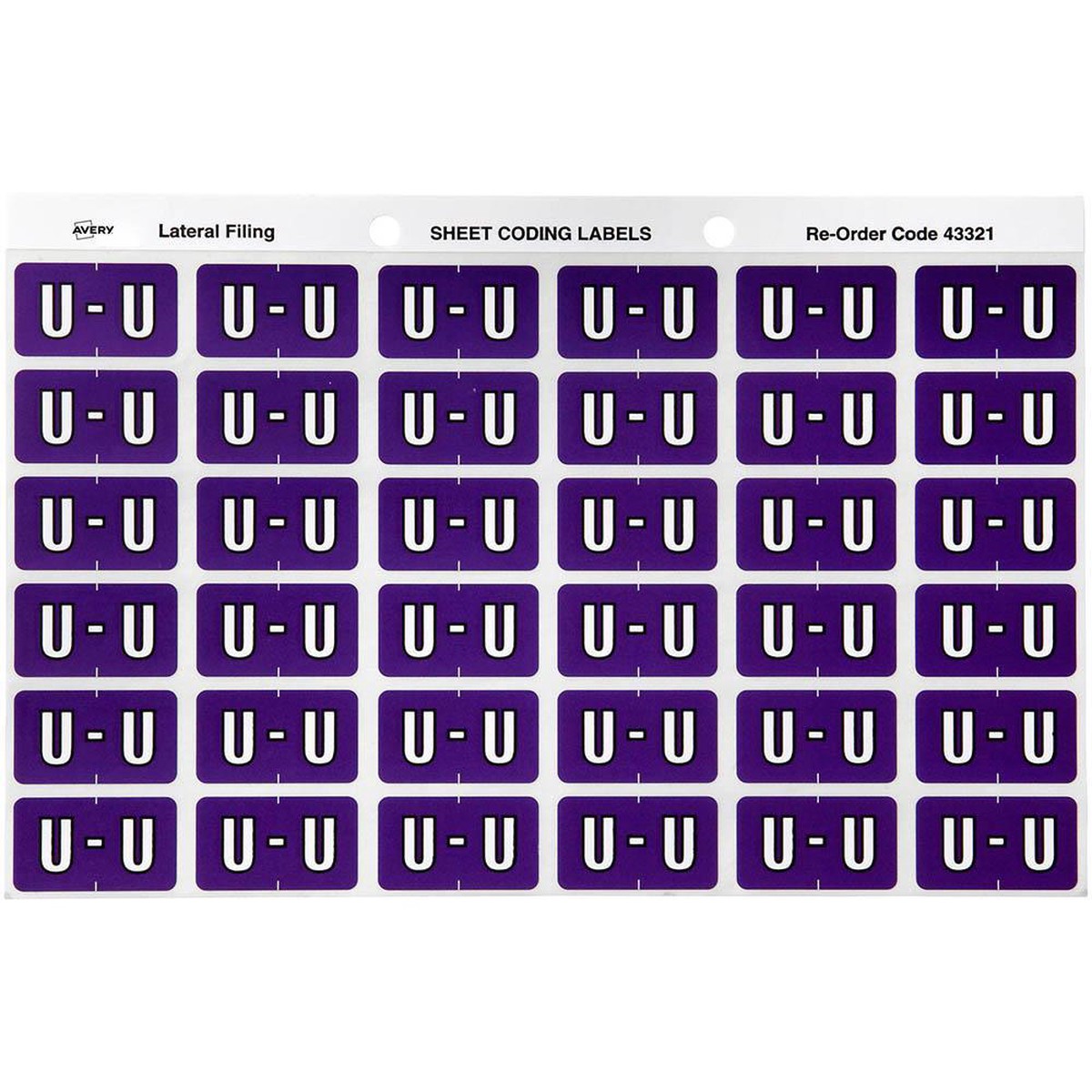 Avery 43321 Label Side Tab U Colour Code 25 X 38Mm Purple Pack 180