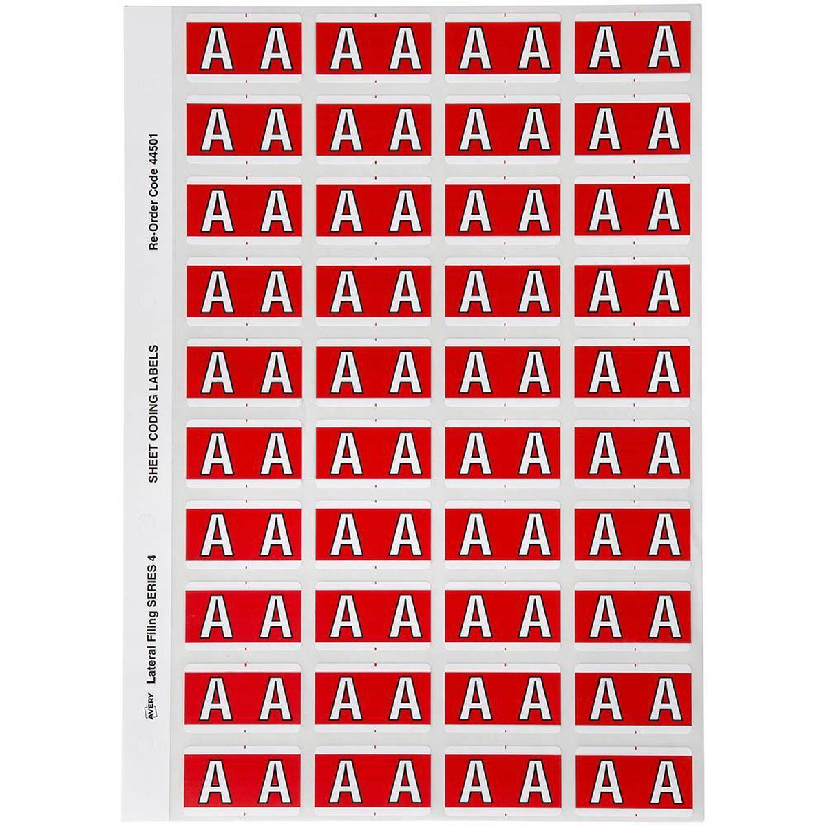Avery 44501 Label Side Tab A Colour Code 25x42mm Red Pack 240