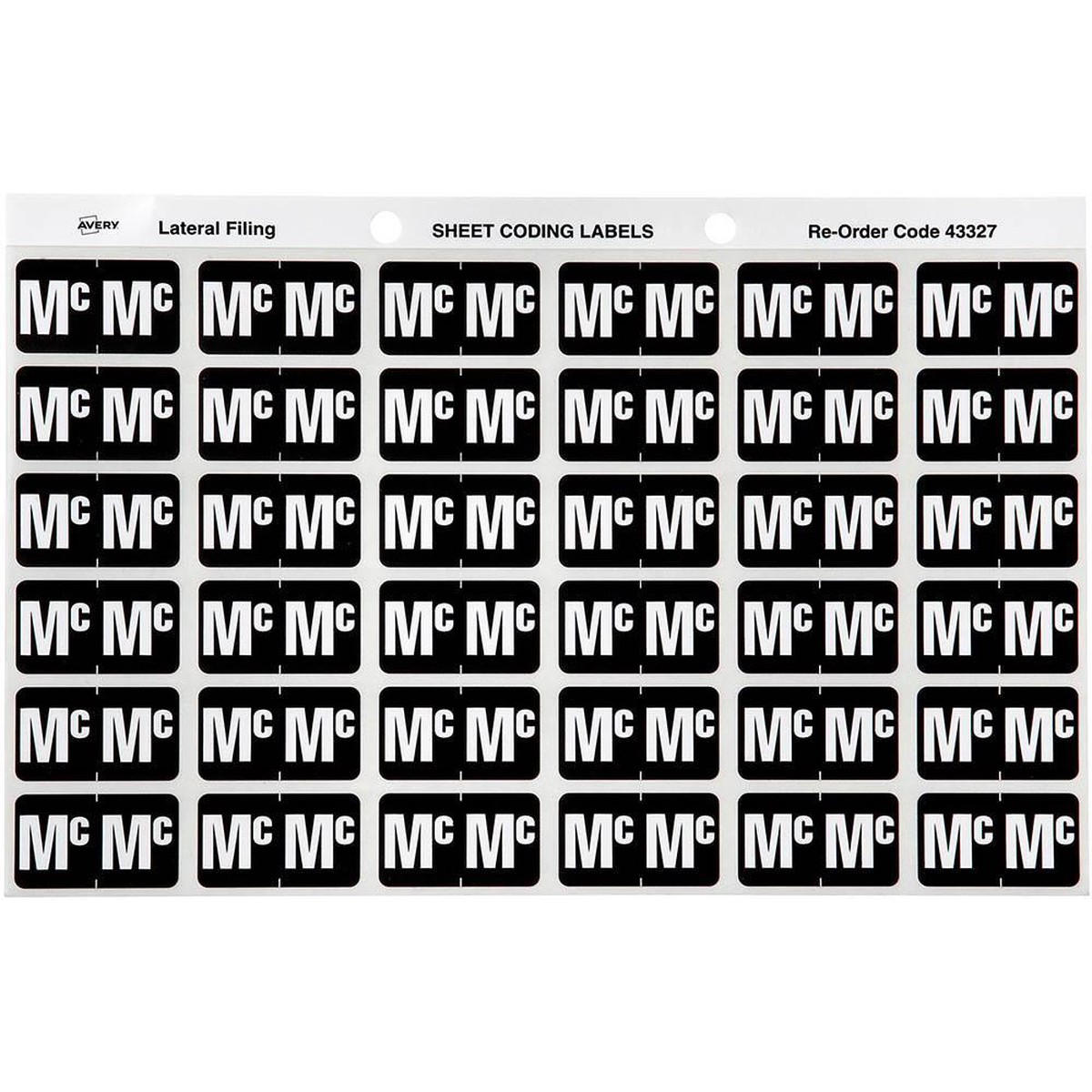 Avery 43327 Label Side Tab Mc Colour Code 25 X 38Mm Black Pack 180