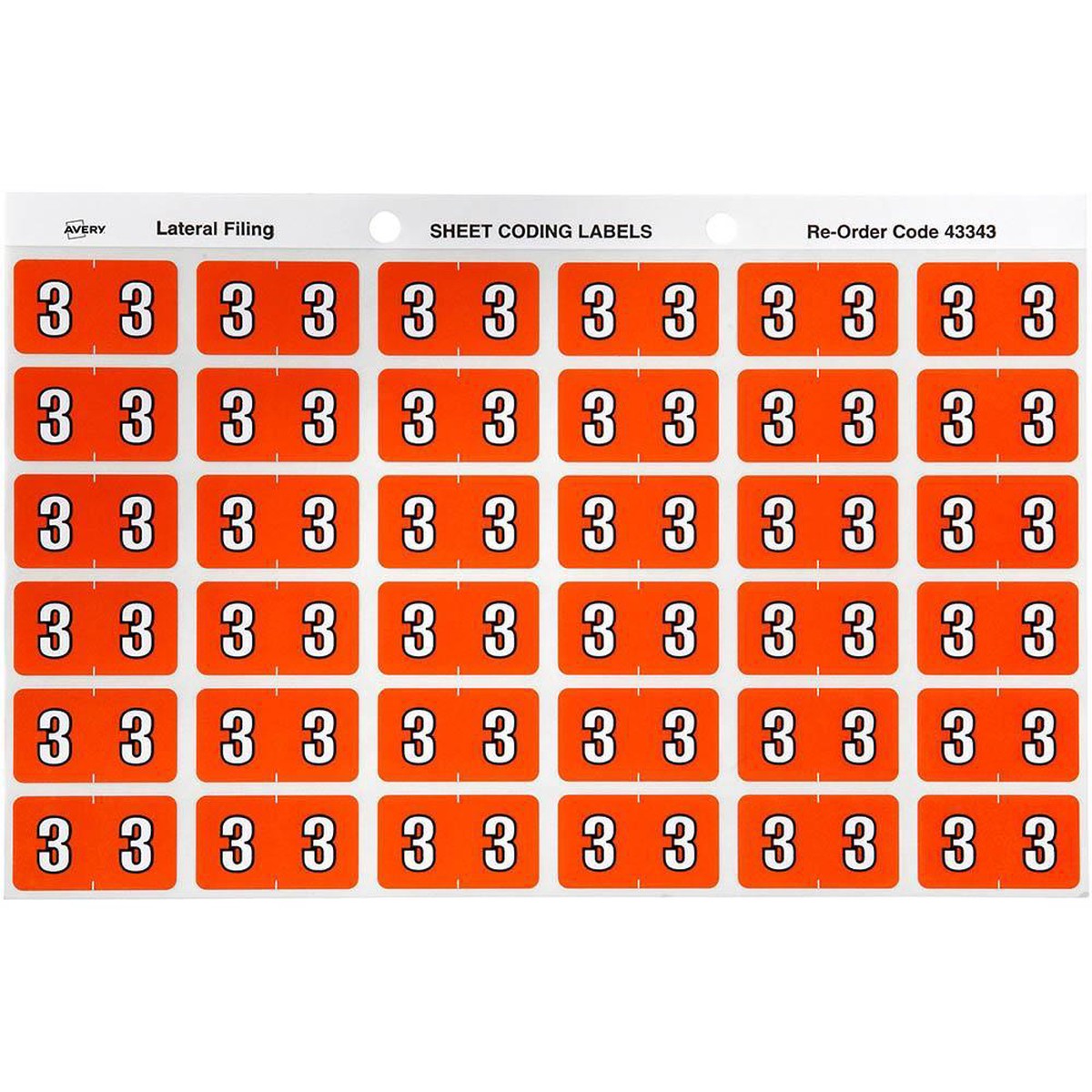 Avery 43343 Label Side Tab Year Code 3 25 X 38Mm Dark Orange Pack 180