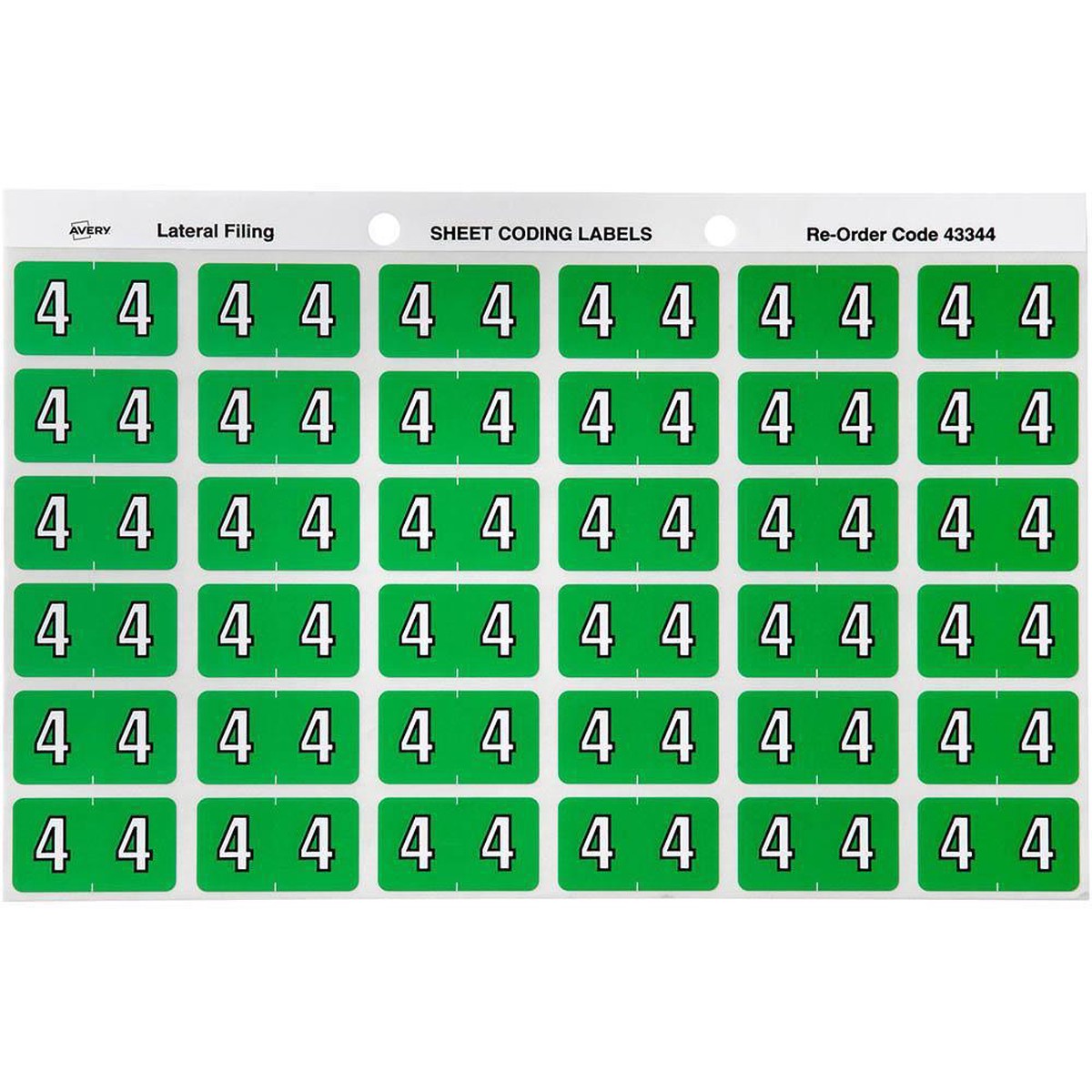 Avery 43344 Label Side Tab Year Code 4 25 X 38Mm Light Green Pack 180