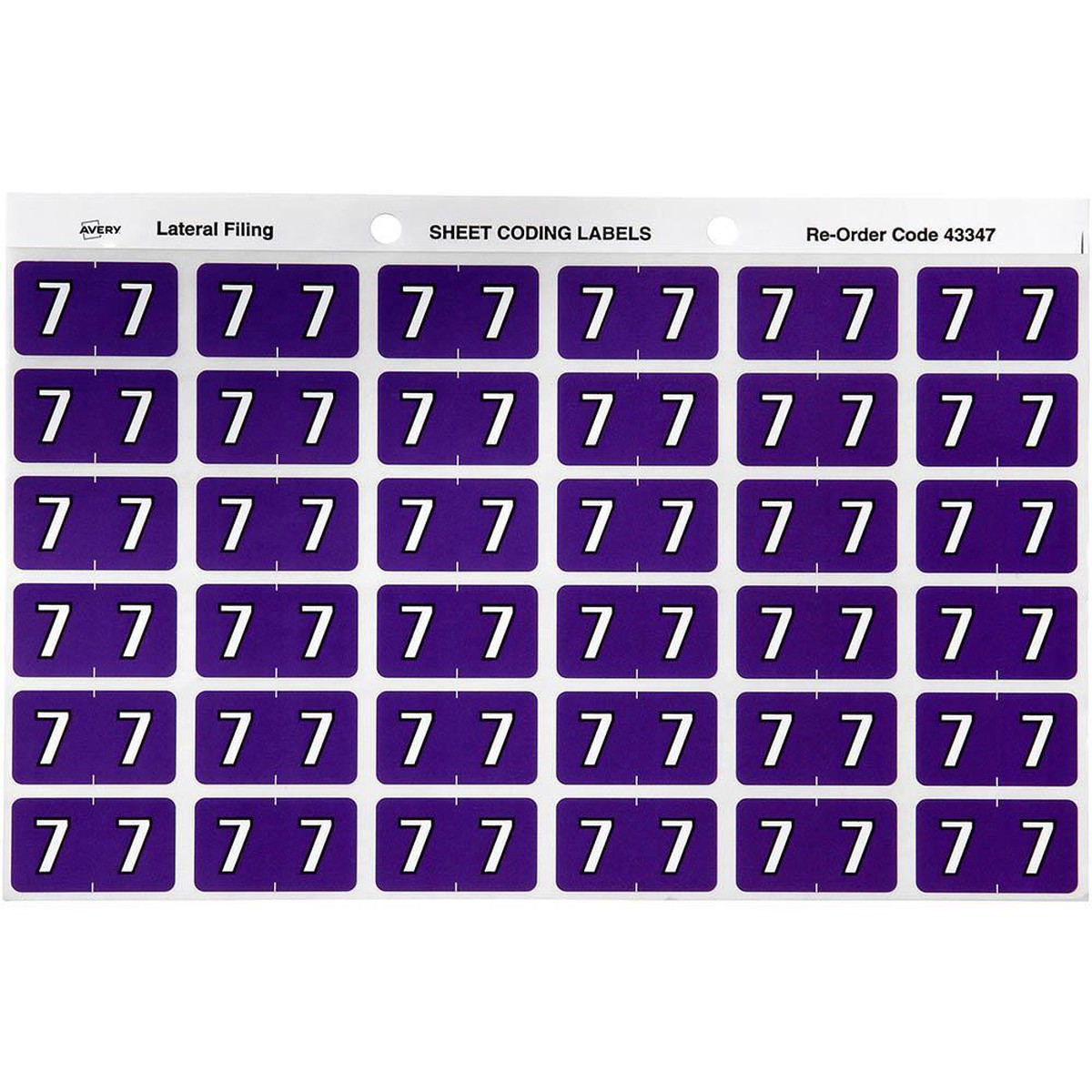 Avery 43347 Label Side Tab Year Code 7 25 X 38Mm Purple Pack 180