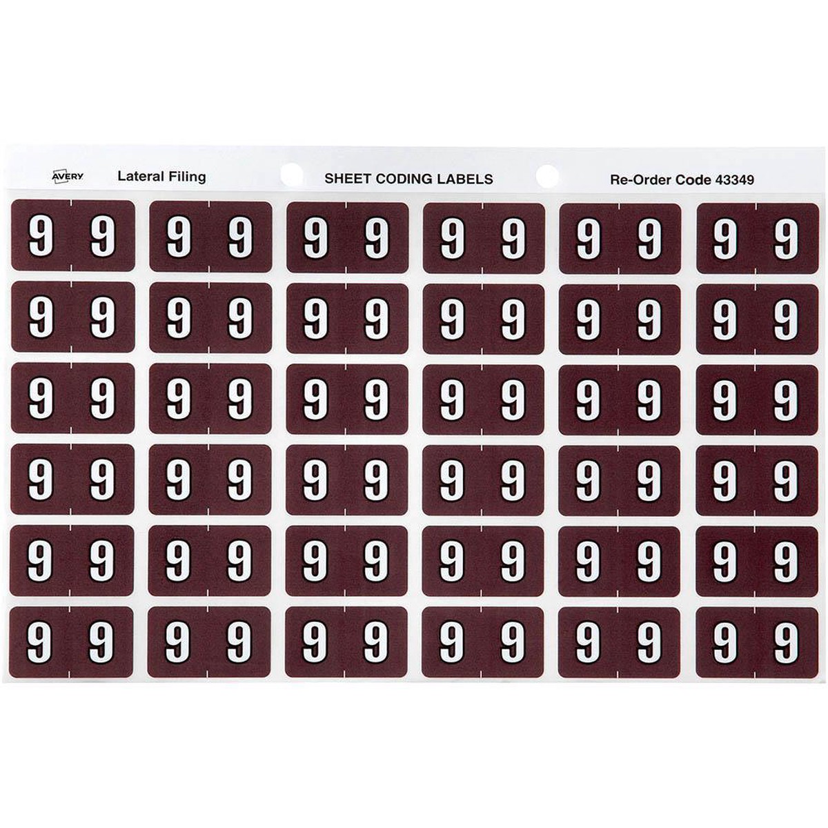 Avery 43349 Label Side Tab Year Code 9 25 X 38Mm Brown Pack 180