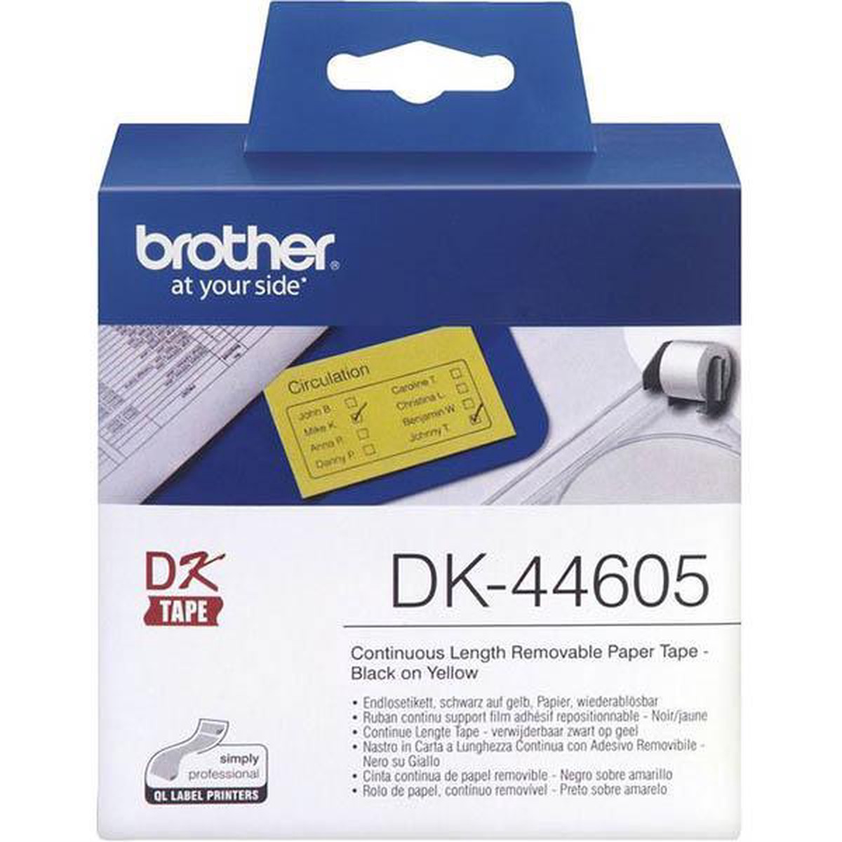 Brother Dk-44605 Removable Continuous Roll Yellow