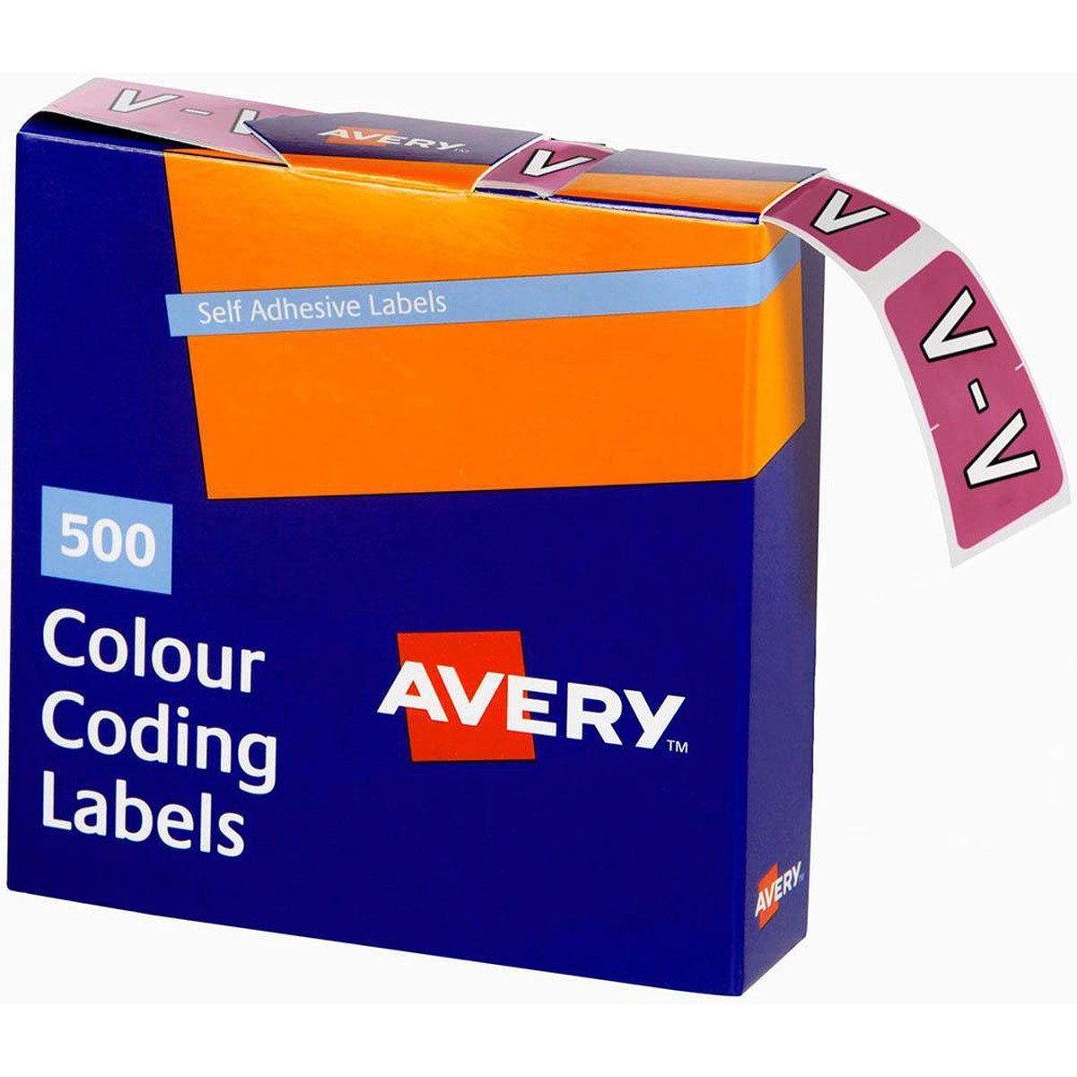 Avery 43222 Label Side Tab V Colour Code 2538mm Mauve Pack 500