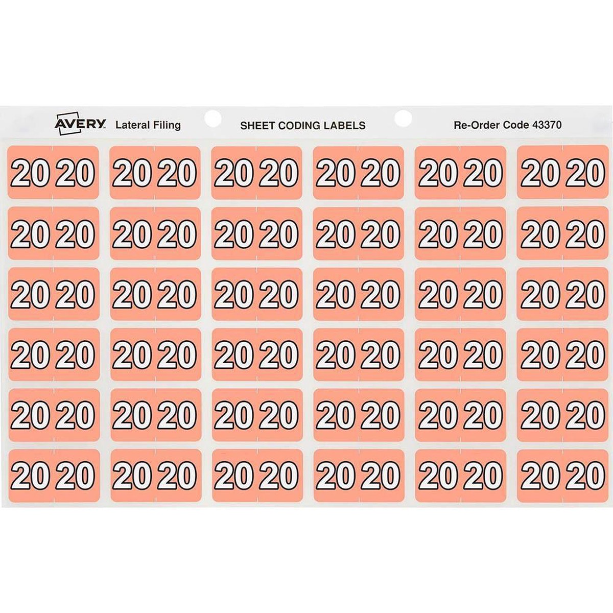Avery 43370 Label Side Tab Year Code 20 25x38Mm Pink Box 180
