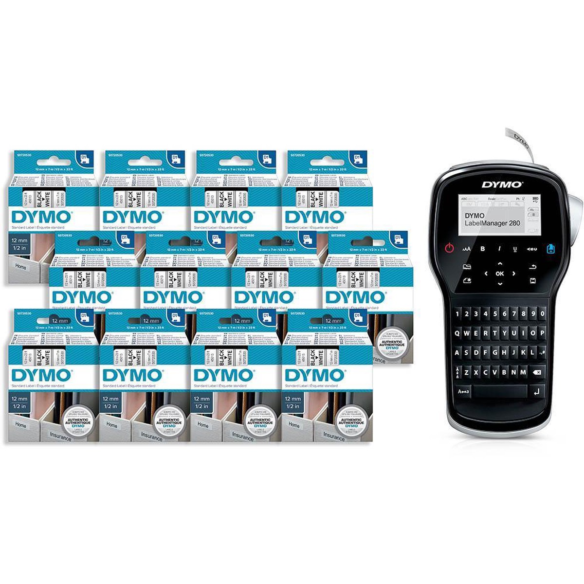 Dymo Labelmanager 280P + 8 D1 Tapes Bundle Pack