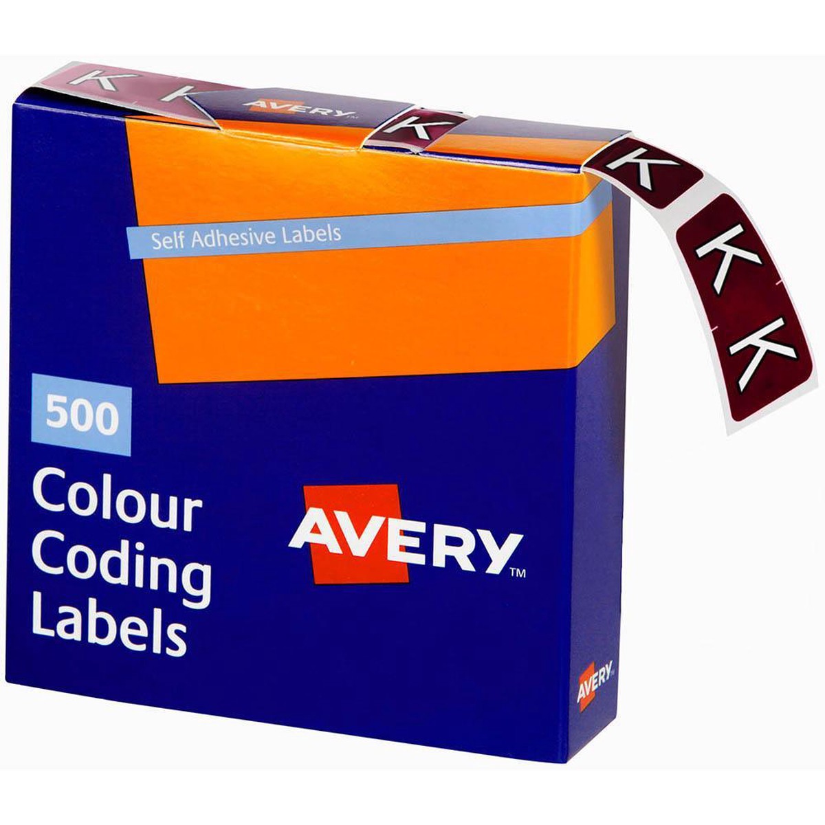 Avery 43211 Label Side Tab K Colour Code 2538mm Brown Pack 500
