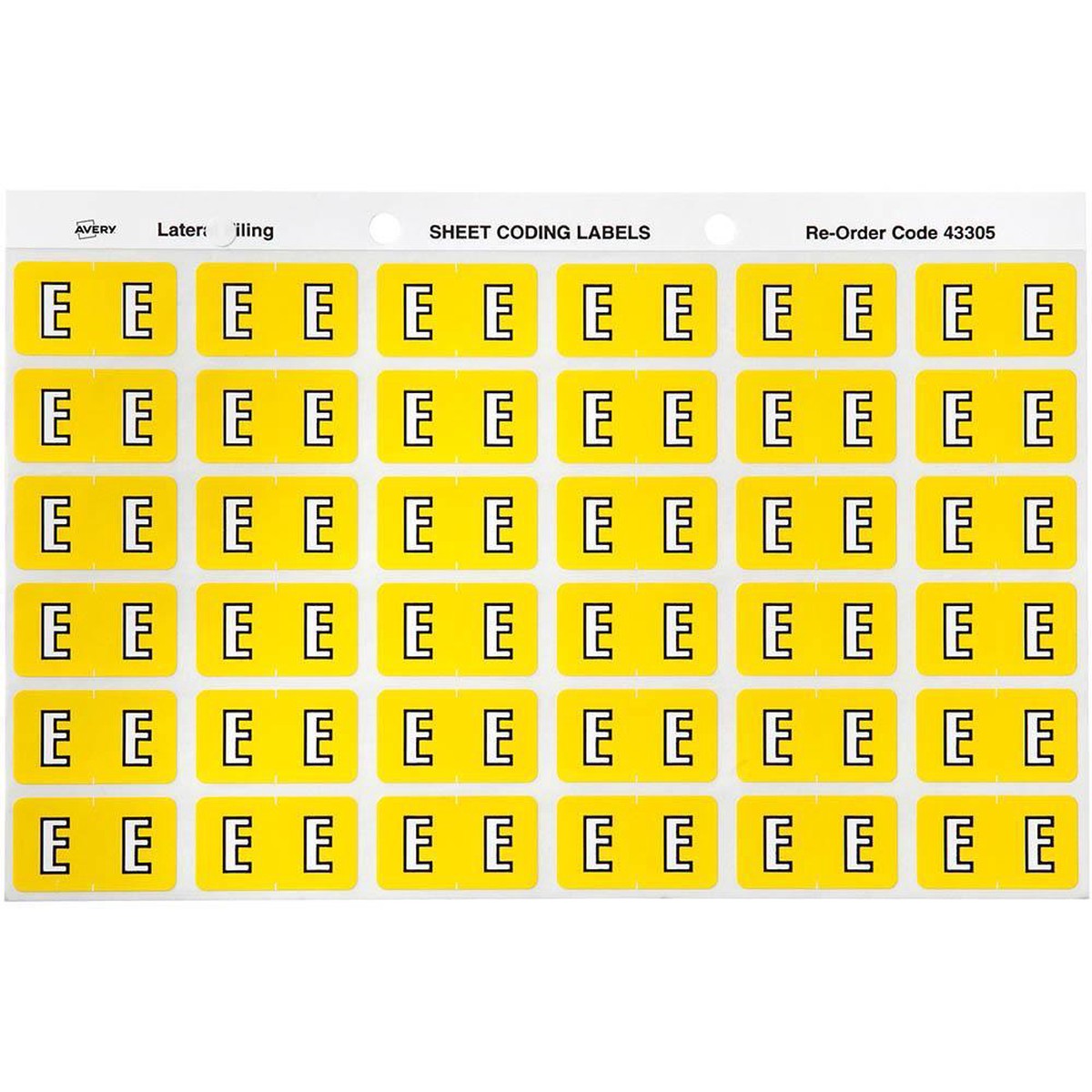 Avery 43305 Label Side Tab E Colour Code 25 X 38Mm Yellow Pack 180