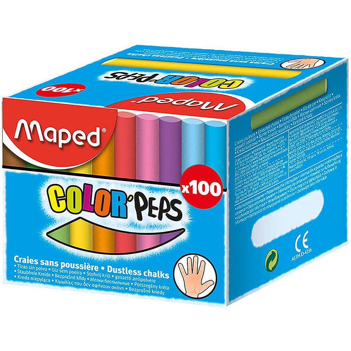 Maped Coloured Peps Chalk Box 100