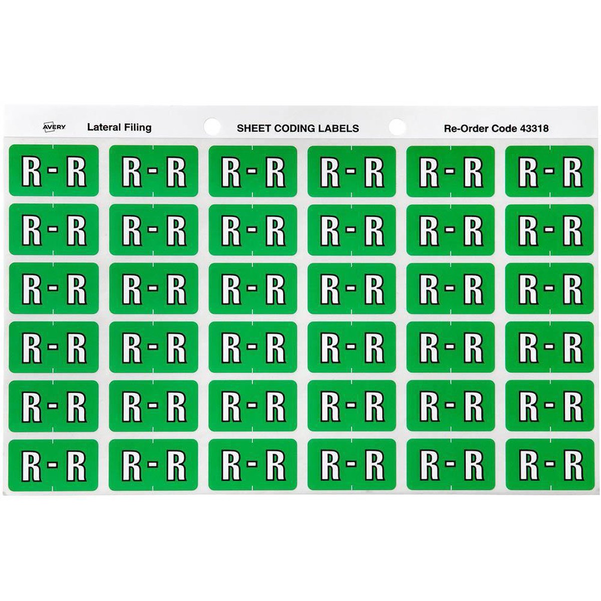 Avery 43318 Label Side Tab R Colour Code 25 X 38Mm Light Green Pack 180
