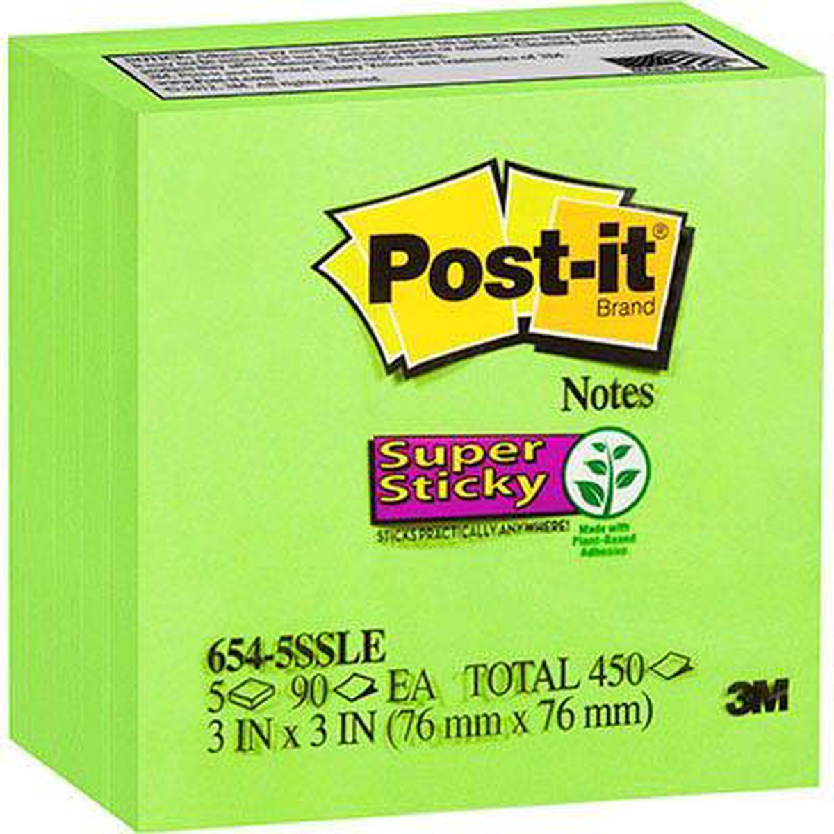 Post-It 654-5Ssle Super Sticky Notes 76 X 76Mm Limeade