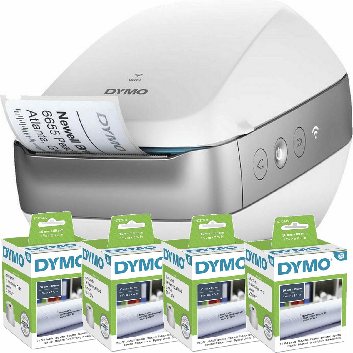 Dymo Labelwriter LW Wireless Label Printer + Address Labels Rolls Bundle Starter Kit