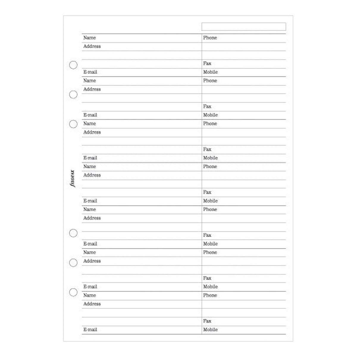 Filofax Name and Address