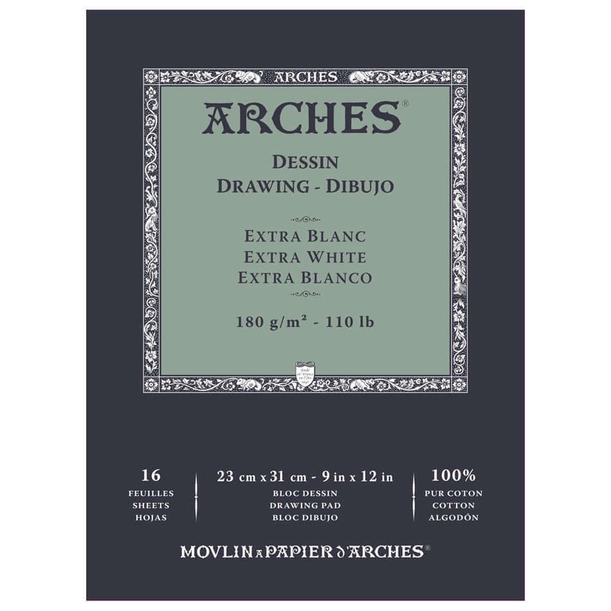Arches Drawing Pad Extra White 9×12
