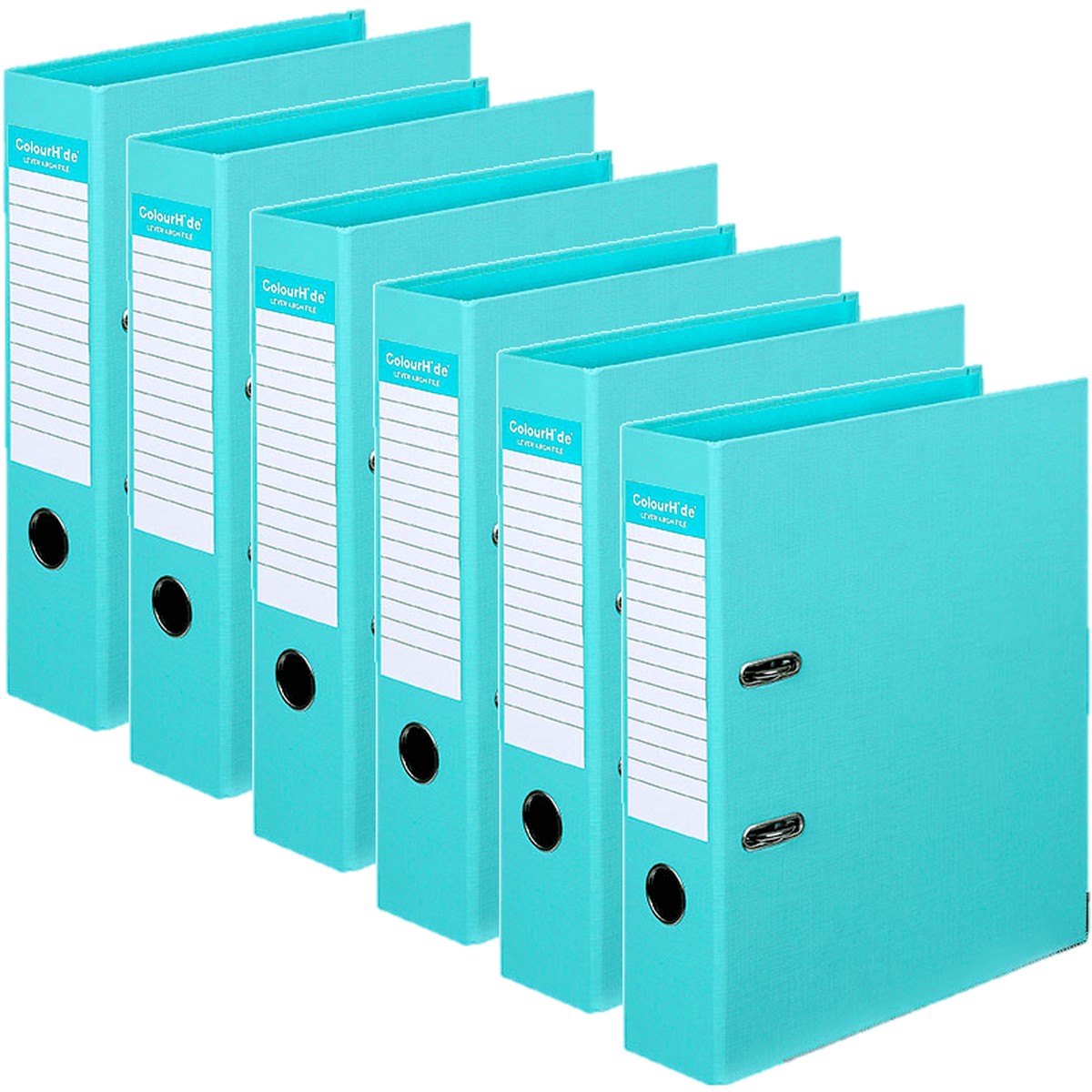 Colourhide Lever Arch File Folder A4 Aqua Blue Pack 6