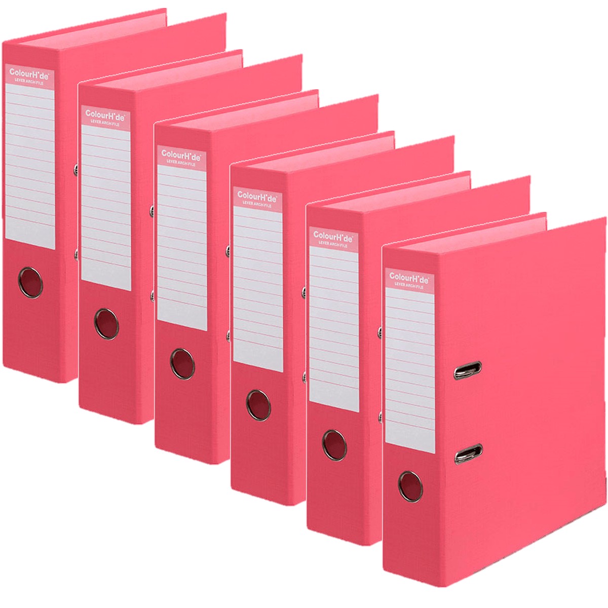 Colourhide Lever Arch File Folder A4 Watermelon Red Pack 6