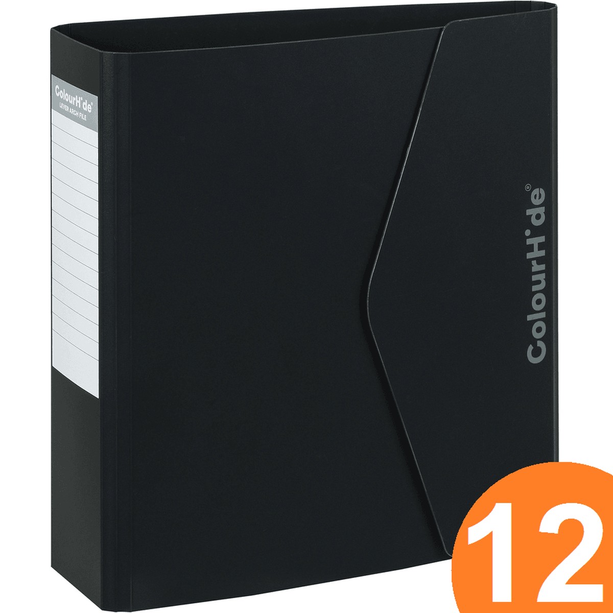 Colourhide Lever Arch File Folder Secure Closure Flap Polypropylene Black Box 12