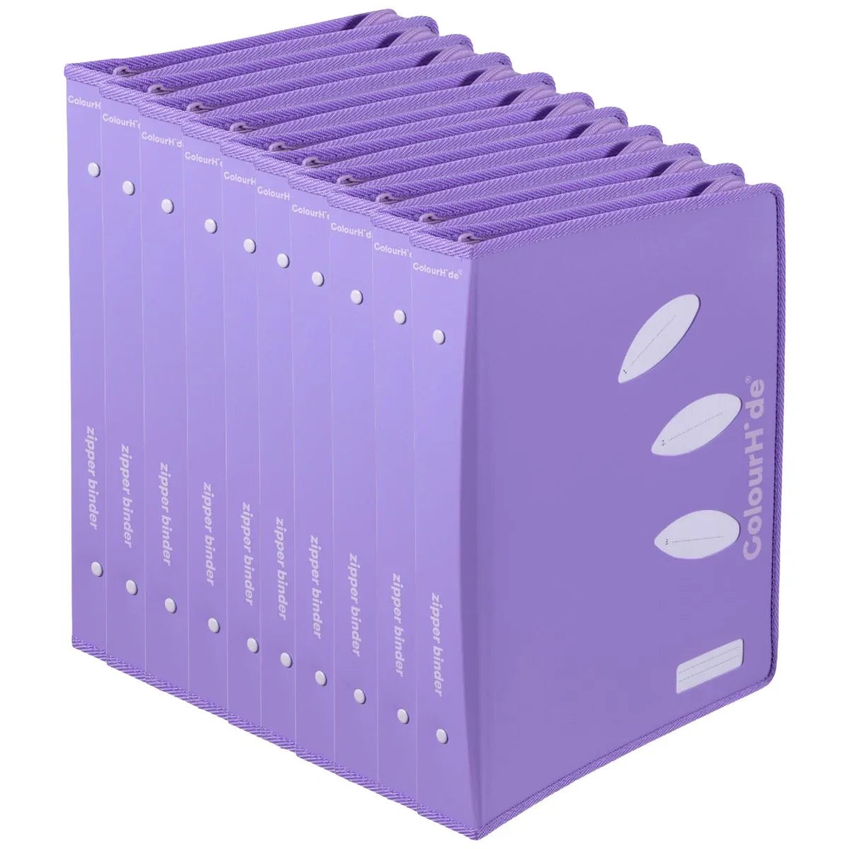 ColourHide Zip Binder A4 2 D-Ring 25mm Lavender Bulk Pack 10