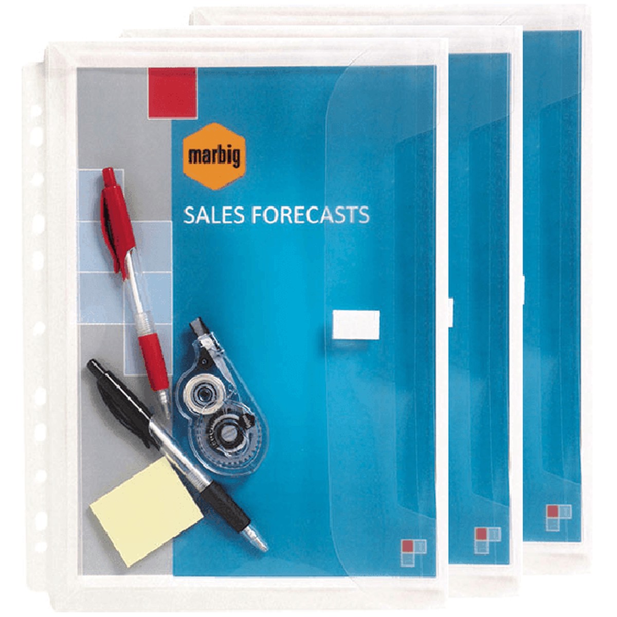 Marbig Binder Document Wallet Expandable A4 Clear Pack 3 Filing
