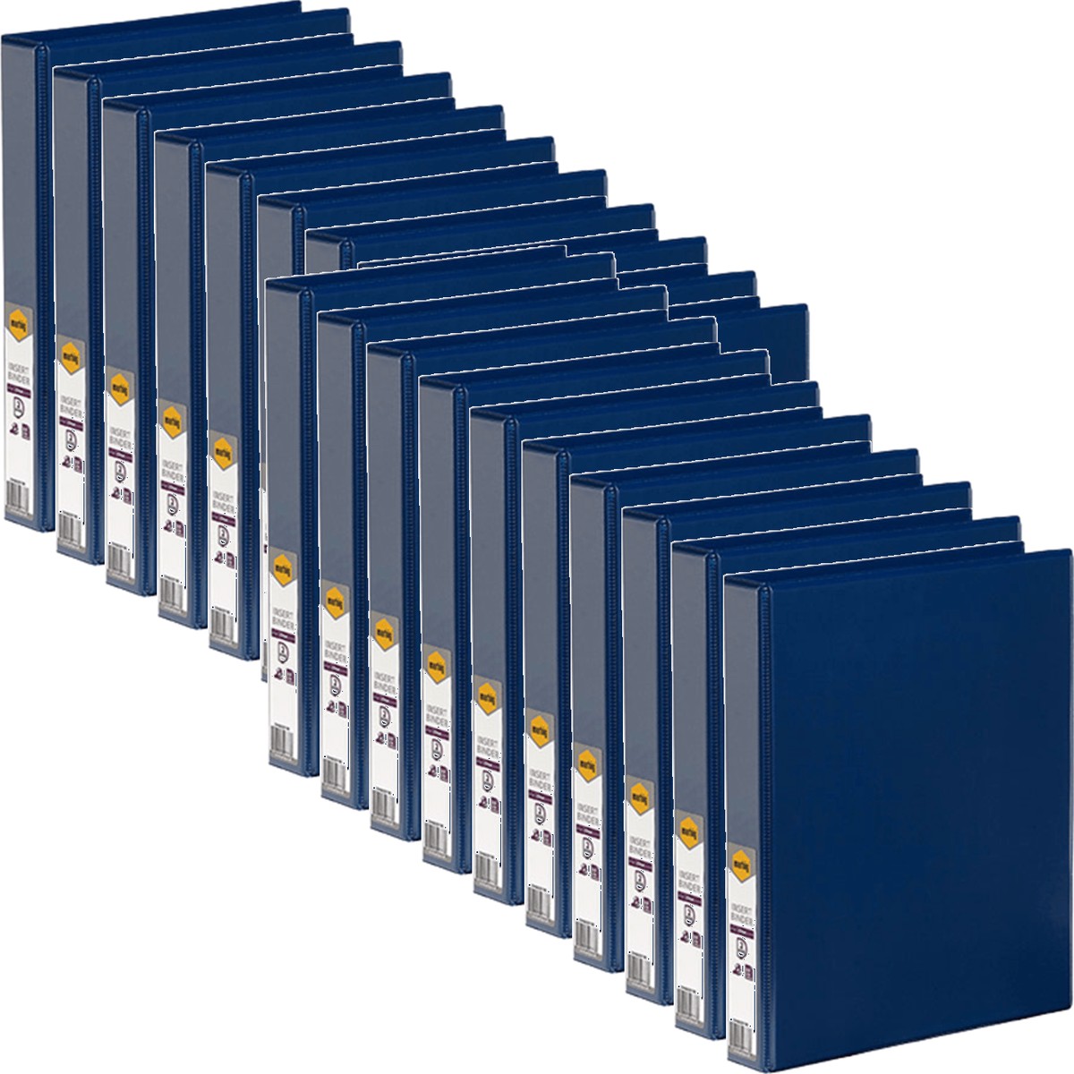 Marbig Clear View Insert Ring Binder Folder 2D 25mm A4 Blue 20 Pack