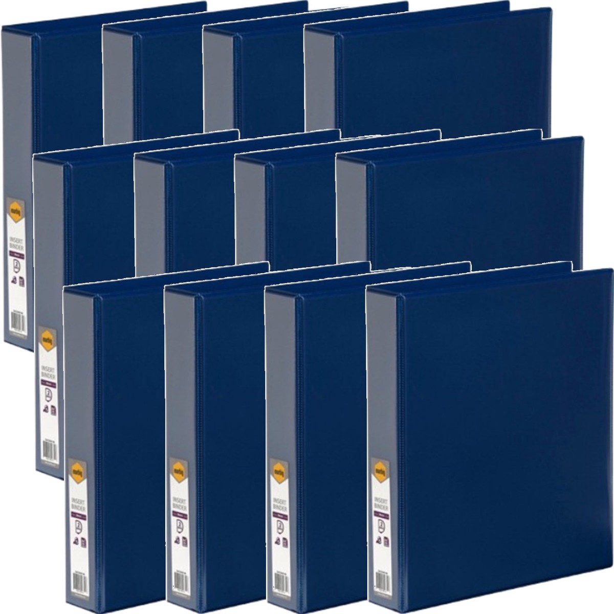 Marbig Clear View Insert Ring Binder Folder 2D 38mm A4 Blue Box 12