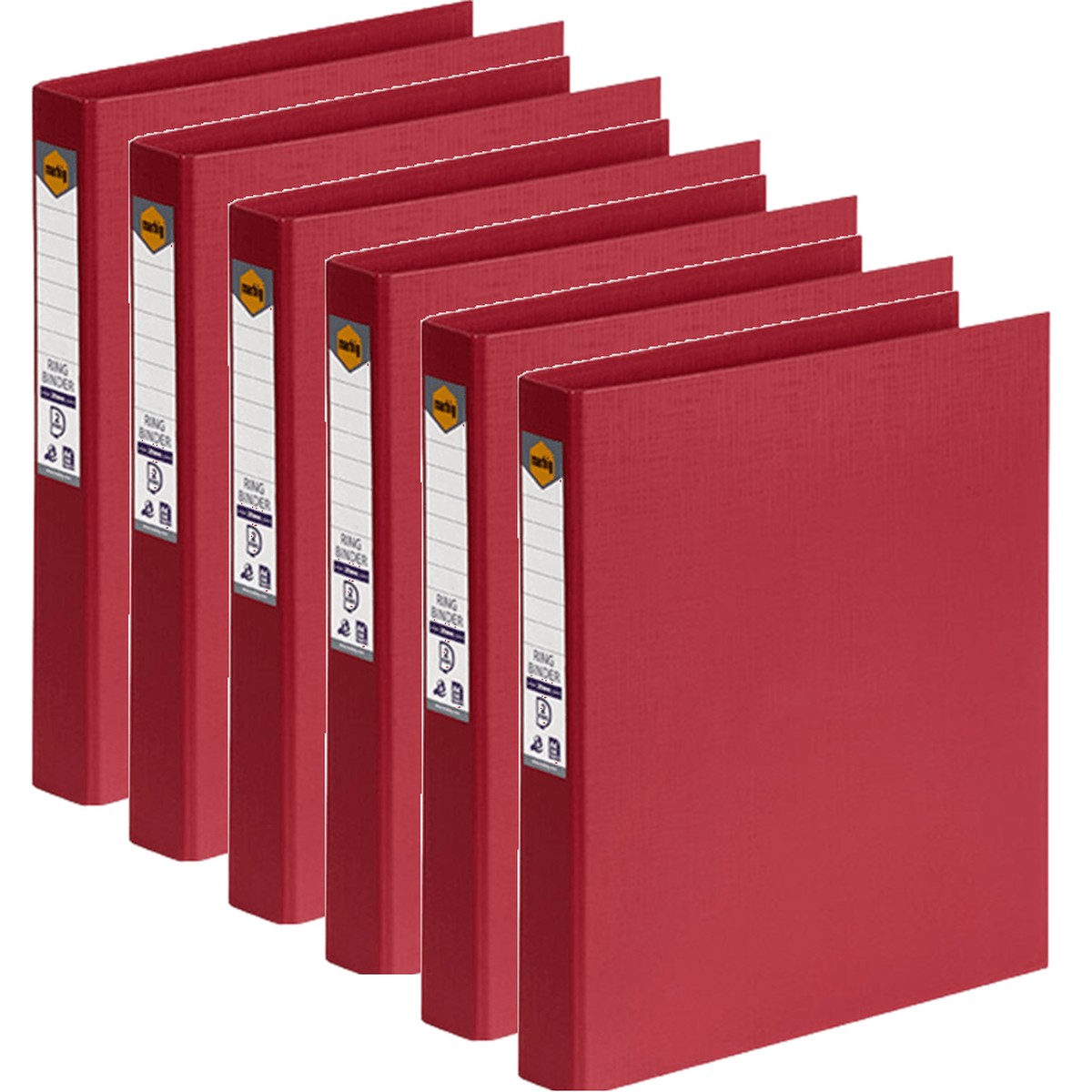 Marbig Ring Binder File Folder PE 25mm 2D A4 Deep Red Box 6