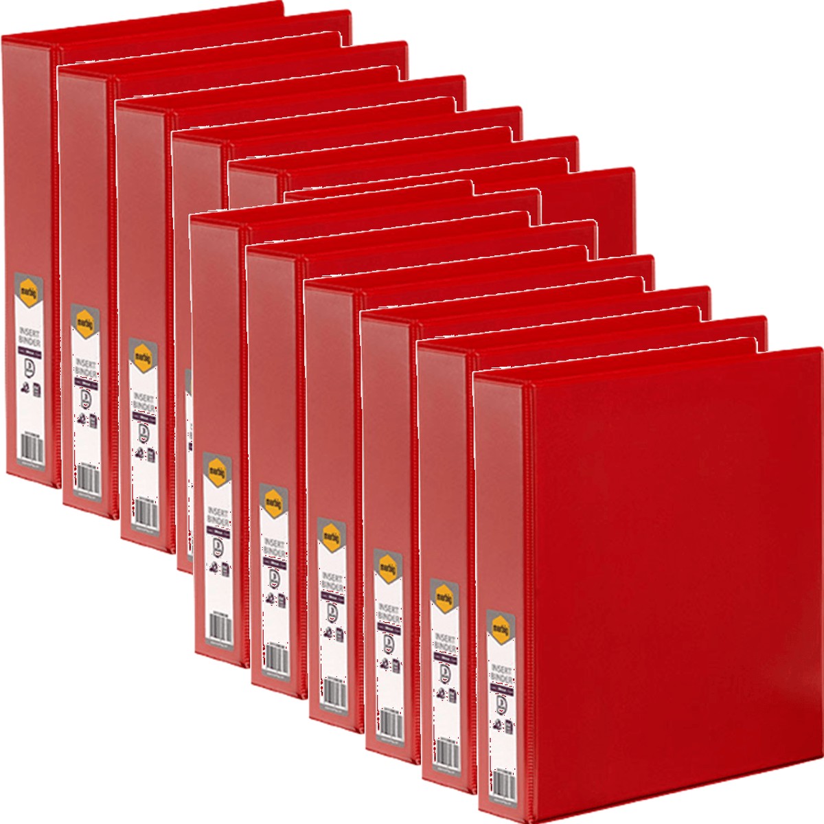 Marbig Clear View Insert Ring Binder Folder 3D 38mm A4 Red Box 12