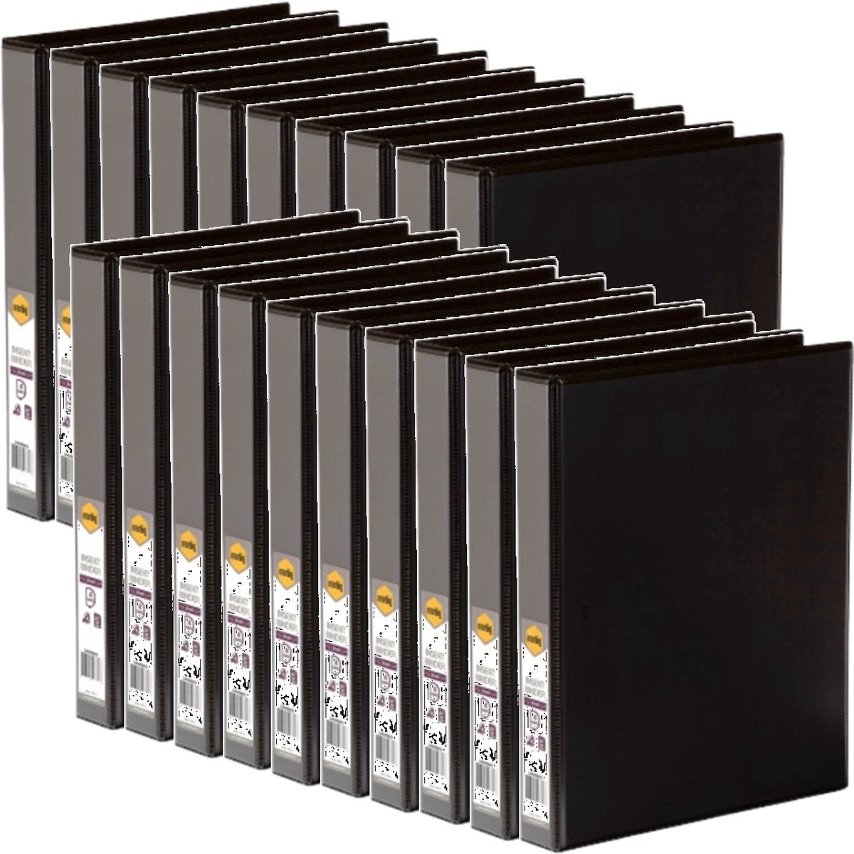 Marbig Clear View Insert Ring Binder Folder 4D 25mm A4 Black Box 20