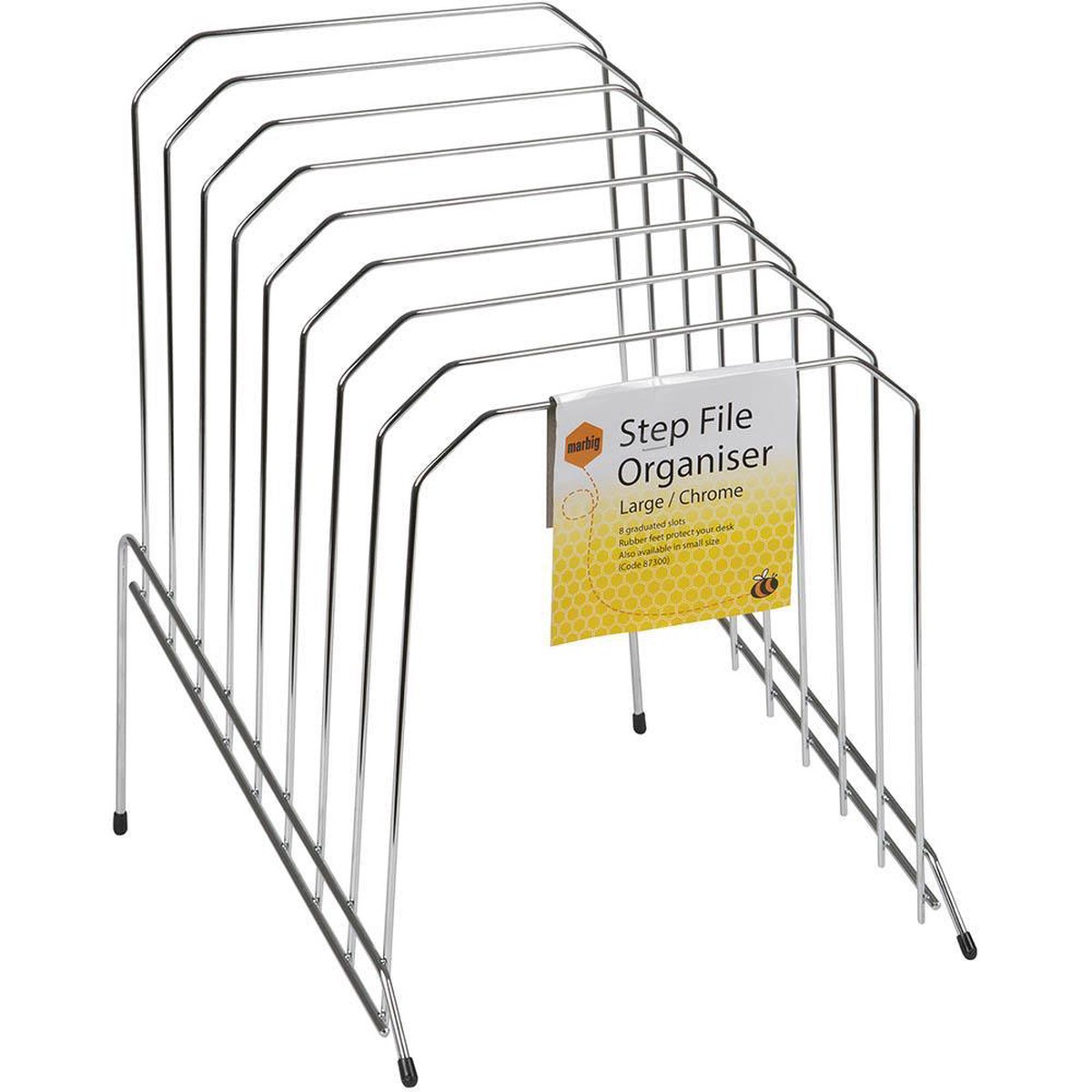 Marbig Step File Organiser 8 Slots Rack Large Chrome