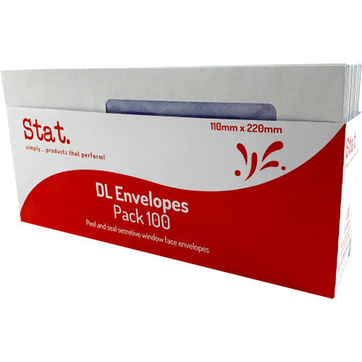 Stat DL Window Face Envelopes Peel and Seal Pack 100