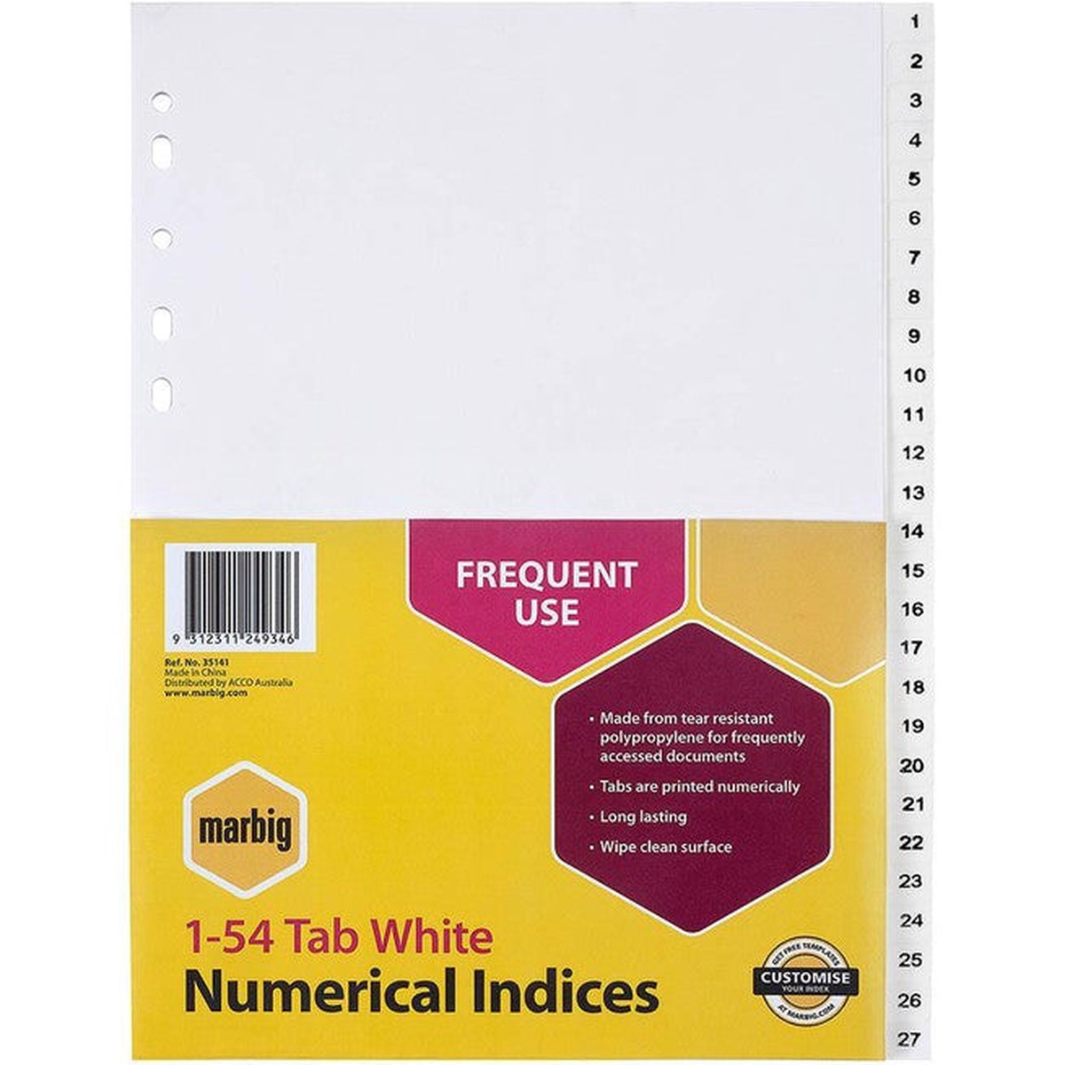 Marbig Divider Pp 54-Tab A4 White