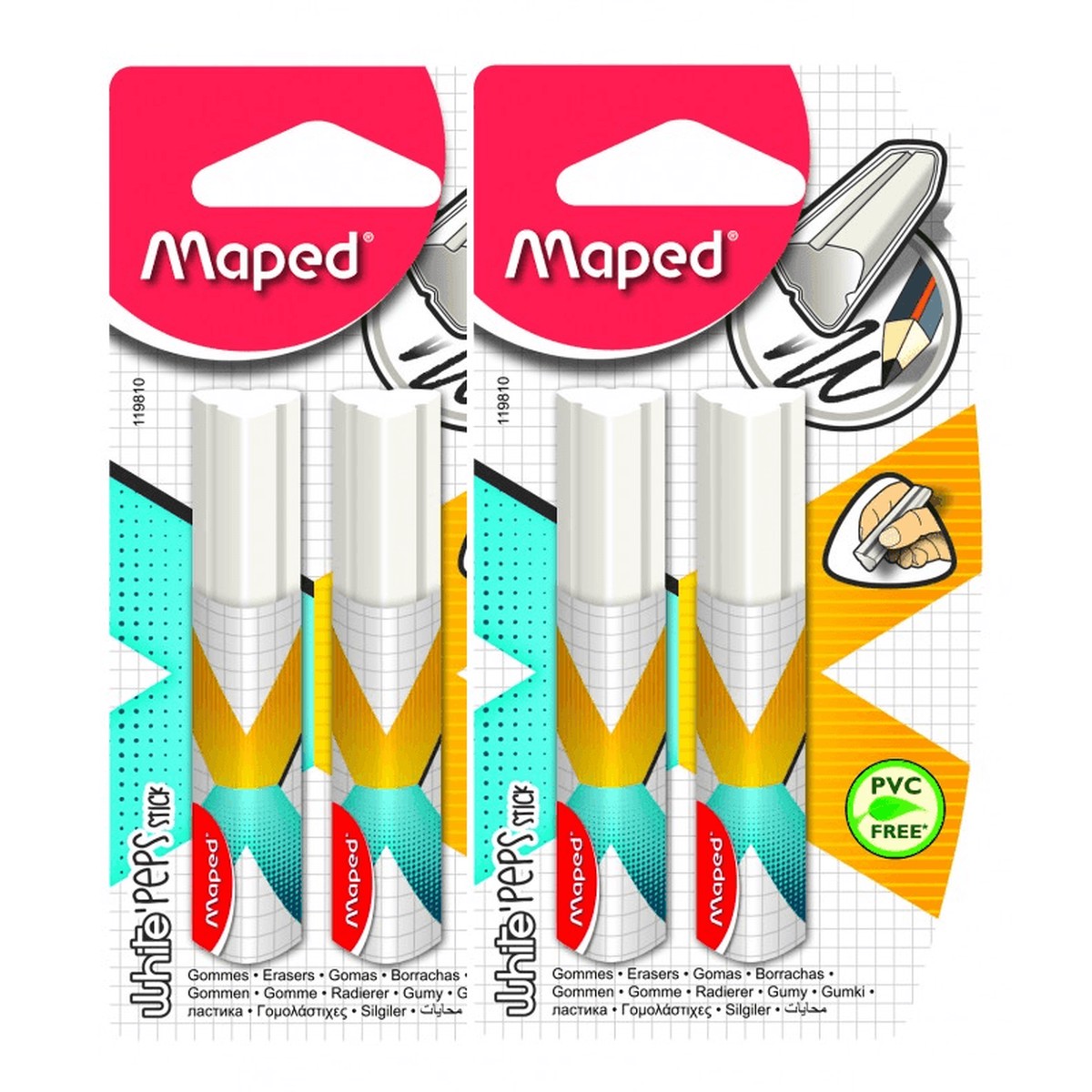 Maped Xpert Stick Eraser Rubber Pack 4