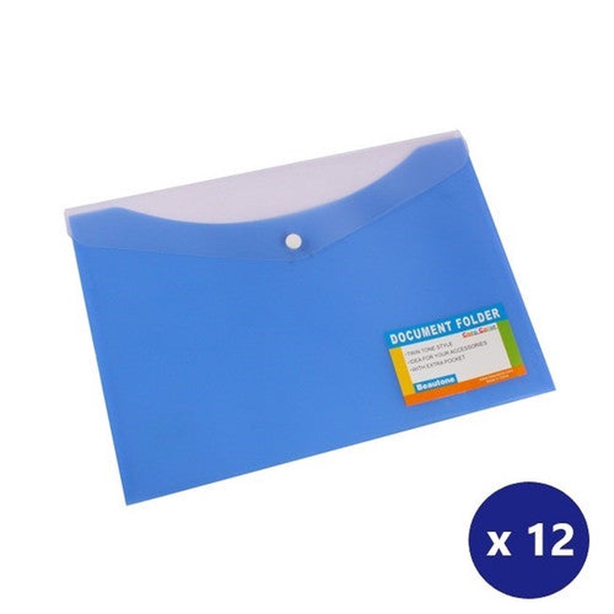 Beautone Document Folder A4 with Pocket Button Closure Blueberry Box 12