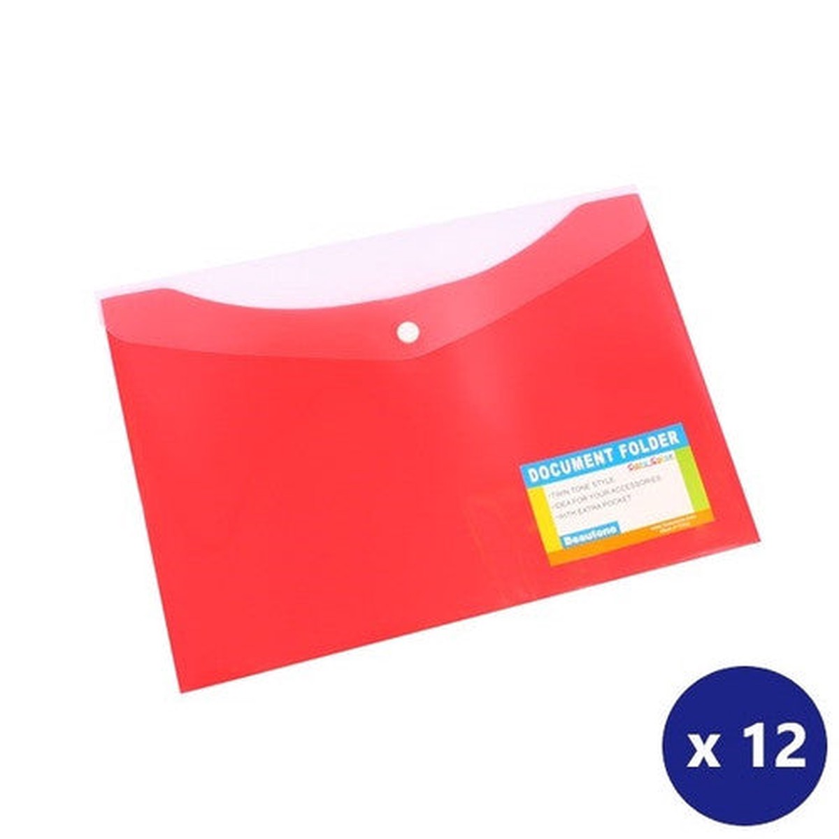 Beautone Document Folder A4 with Pocket Button Closure Melon Box 12