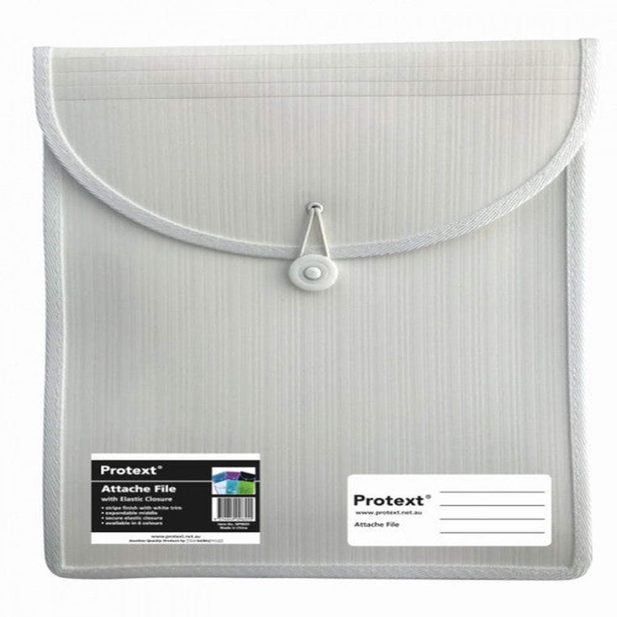 Protext Attache File with Elastic Closure White
