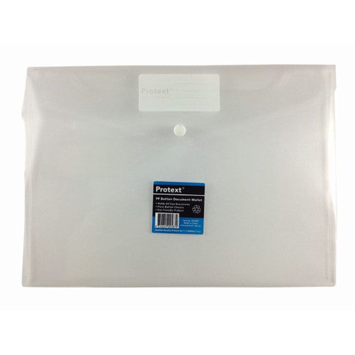 Protext Document Wallet A4 PP Button Closure Clear Pack of 30